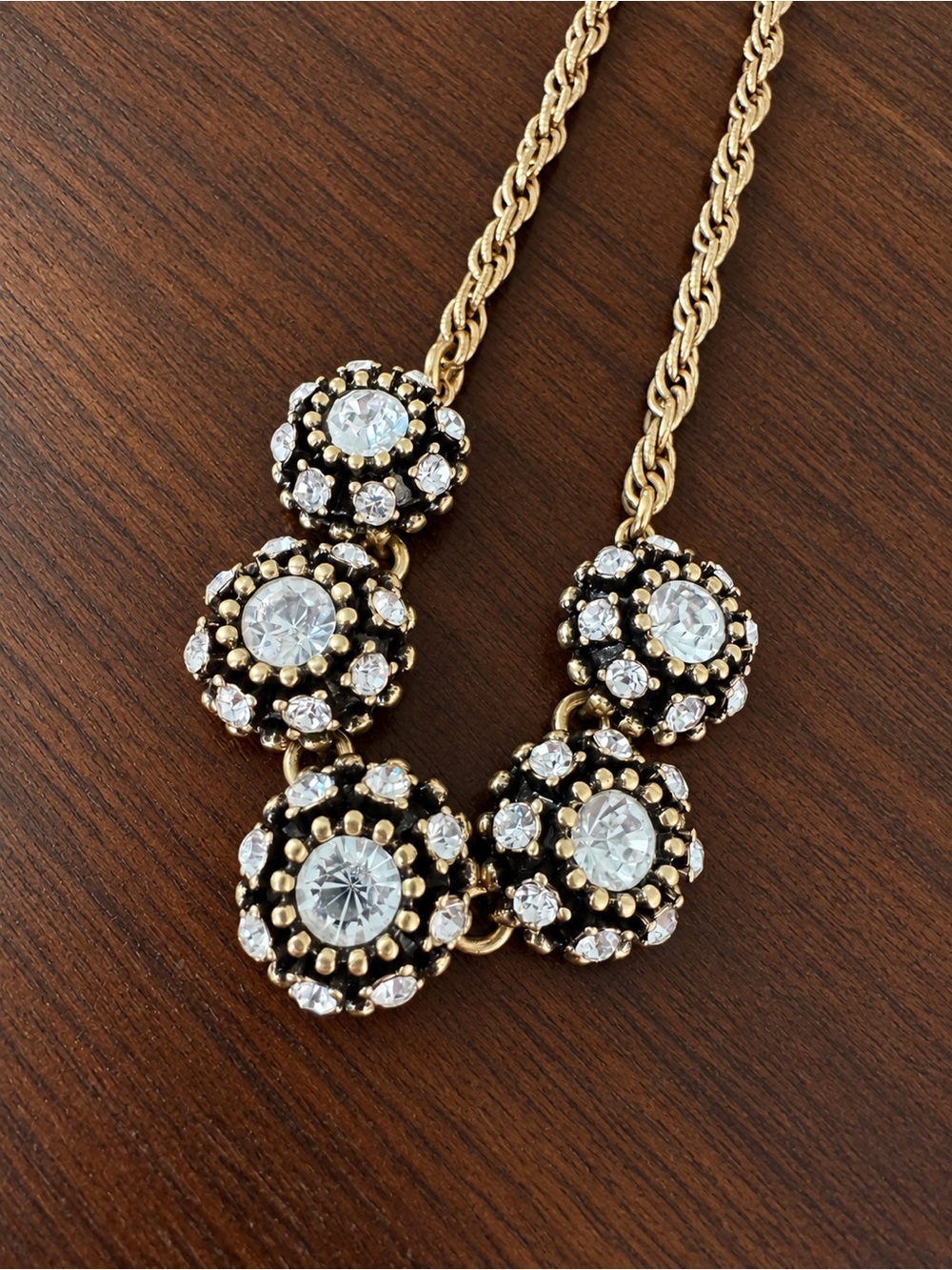 Banana Republic - Crystal Statement Necklace/Gold Tone 21” in length